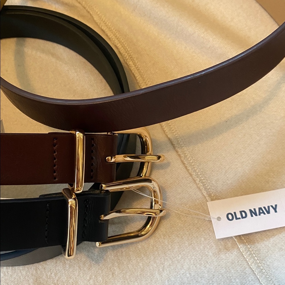 2 NWT OLD NAVY Synthetic Leather Belts Womens XXL 16-18 Brown Black - Picture 4 of 4